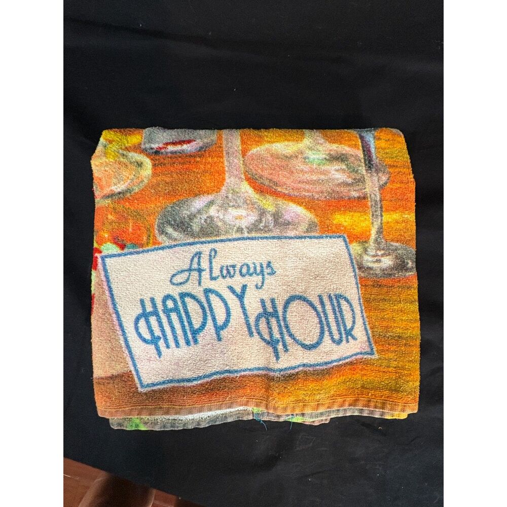 Ben Kaufman Always Happy Hour Tropical Cocktail Beach Towel Colorful 100% Cotton